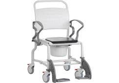 Toilettenstuhl bis 150 kg mit 5-Zoll Rollen: grau/grau